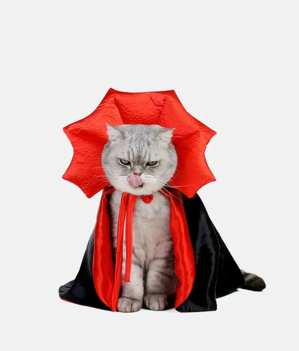 Vampire Pet Cape Costume - Halloween Cloak for Small Dogs and Cats