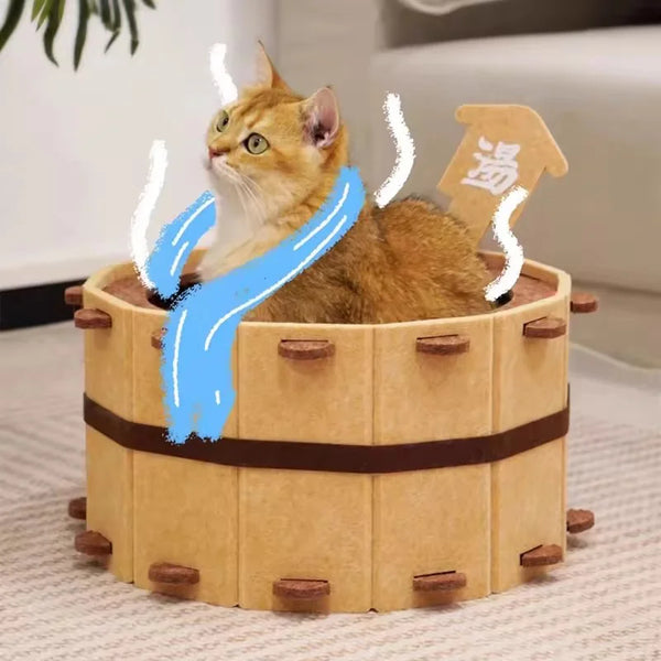 Felt Bathtub Cat House - Semi-Enclosed Pet Nest for Sleeping and Play