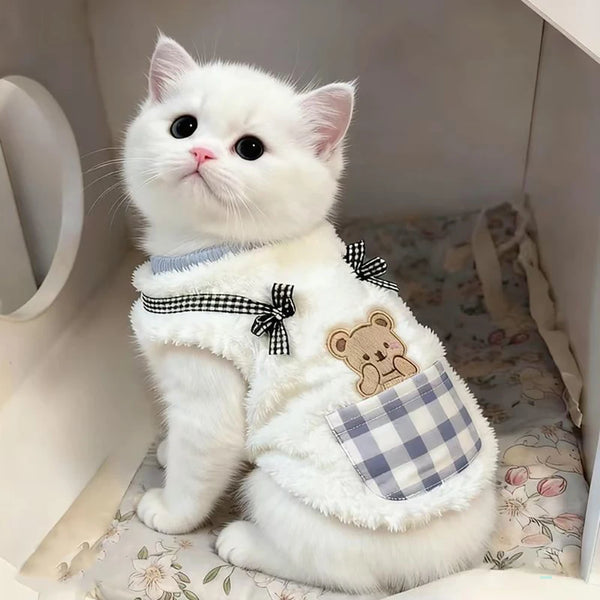 Cozy Plush Pet Vest - Warm Fleece Sleeveless Coat for Small Pets