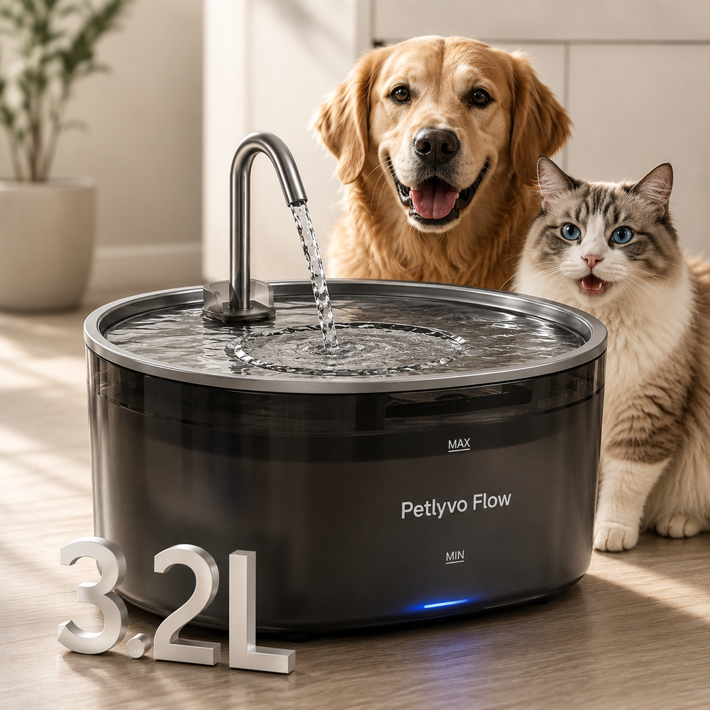 Petlyvo Flow™ Smart Pet Fountain | 3.2L Stainless Steel Drinking Fountain