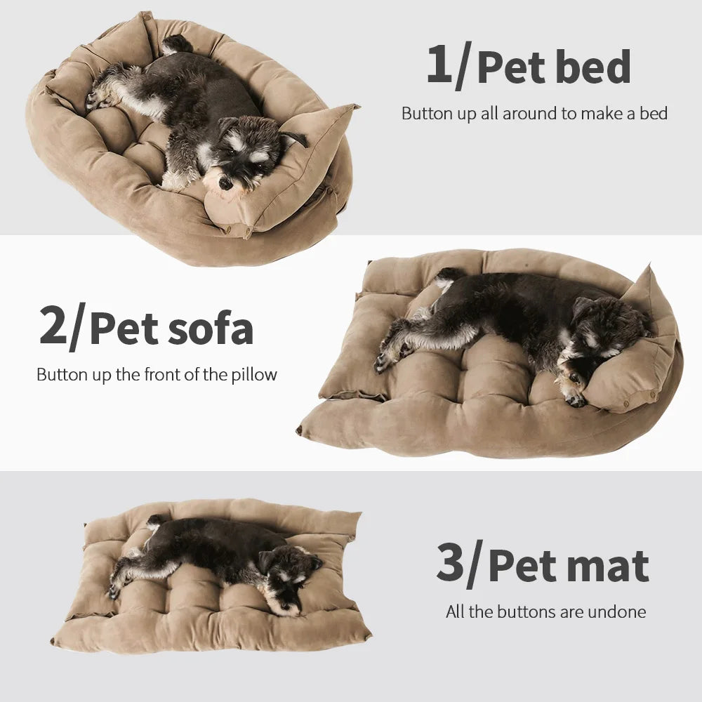 3-in-1 Pet Bed Sofa - Warm Sleeping Nest for Dogs and Cats