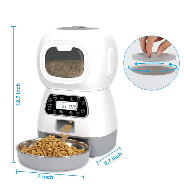 Automatic Smart Pet Feeder with Timer - 3.5L Food Dispenser for Cats & Dogs