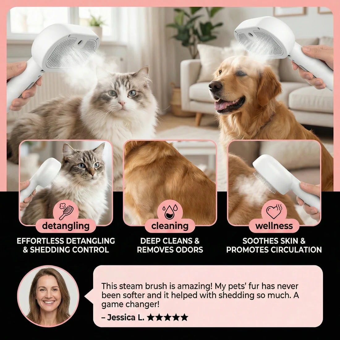 2‑in‑1 Pet Spray Brush