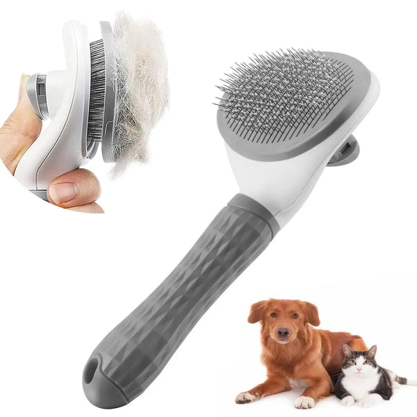 Self-Cleaning Slicker Brush - Pet Hair Removal Comb for Cats & Dogs