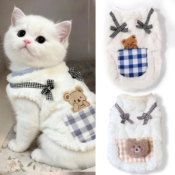 Cozy Plush Pet Vest - Warm Fleece Sleeveless Coat for Small Pets