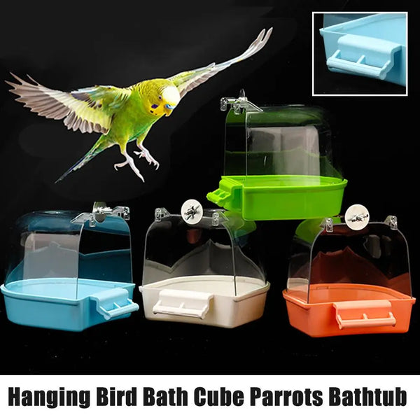 External Hanging Bird Bath - Easy-Clean Cage Bath for Parrots and Small Birds