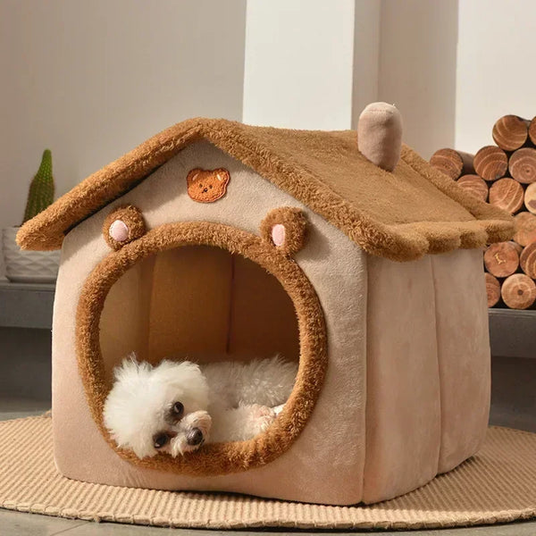 Foldable Pet House Bed - Warm Cave Nest for Small Dogs and Cats
