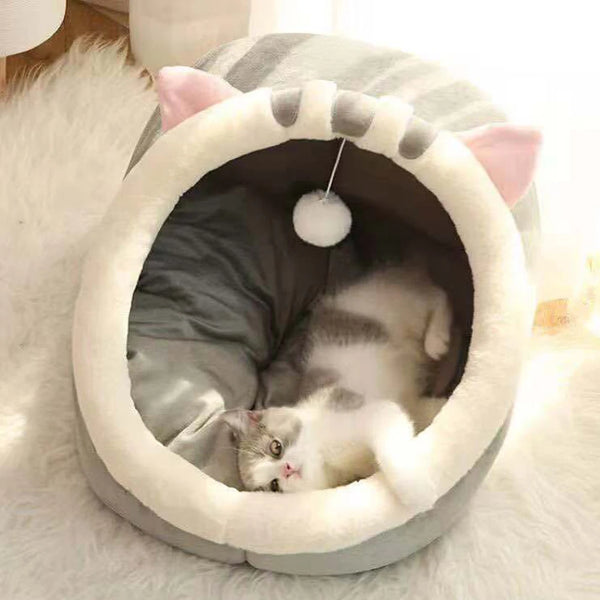 Semi-Closed Cat Nest Bed - Cozy Four-Season Pet Cave