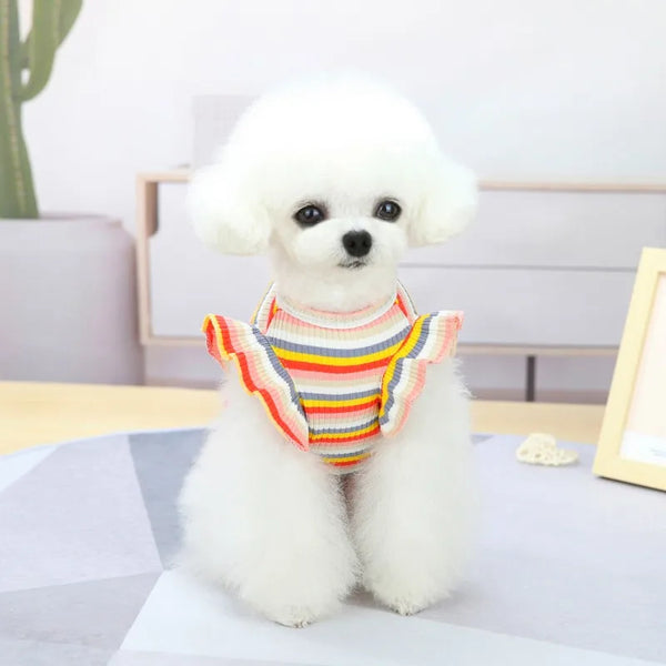 Ruffle Striped Pet Dress - Sweet Spring Summer Skirt for Cats and Puppies