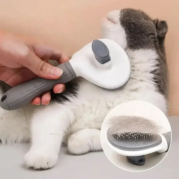 Self-Cleaning Slicker Brush - Pet Hair Removal Comb for Cats & Dogs