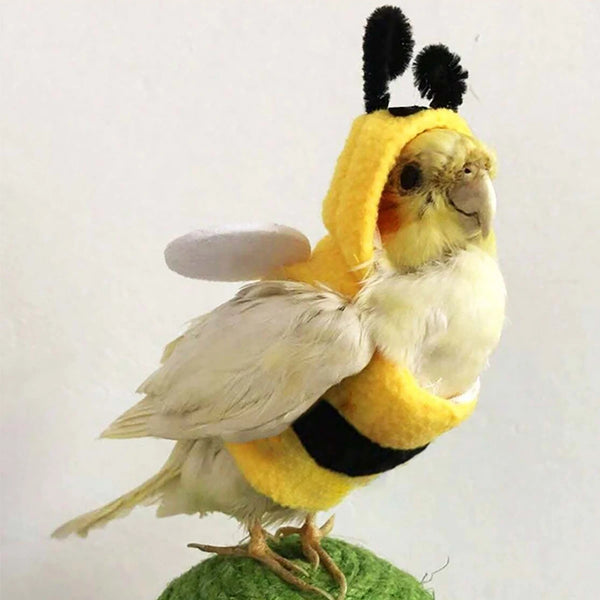 Bee Costume for Pet Birds - Soft Hooded Outfit for Small Parrots