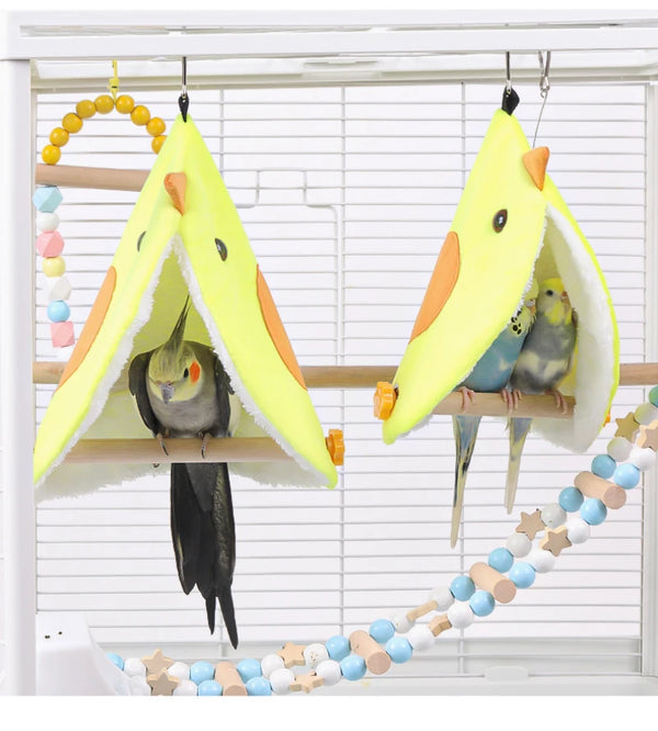 Plush Bird Hammock Nest - Hanging Bed House for Parrots and Parakeets