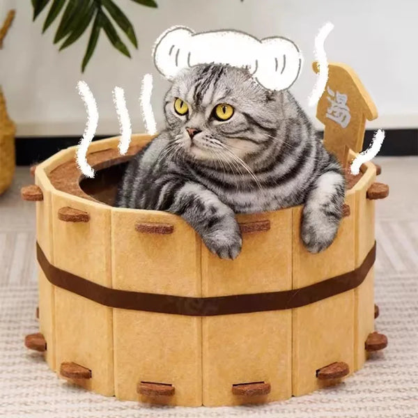 Felt Bathtub Cat House - Semi-Enclosed Pet Nest for Sleeping and Play