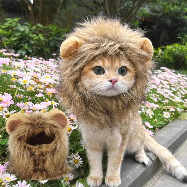 Lion Mane Pet Hat - Cute Headgear for Cats and Small Dogs