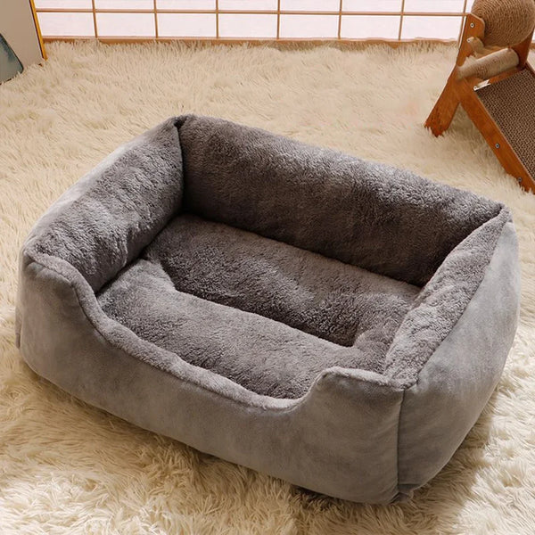 Plush Pet Basket Bed - Cozy Cat and Small Dog Cushion Bed