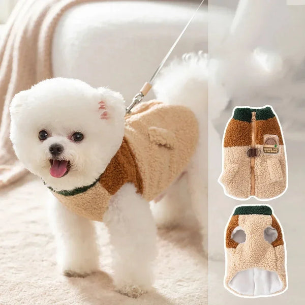 Brown Two-Legged Dog Cardigan Jacket - Warm Winter Coat