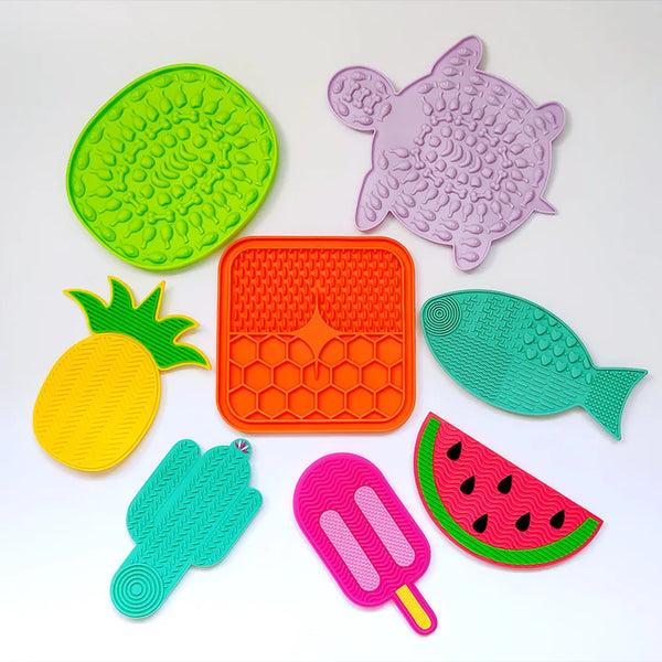 Silicone Slow Feeder Lick Mat - Suction Cup Feeding Mat for Small Pets