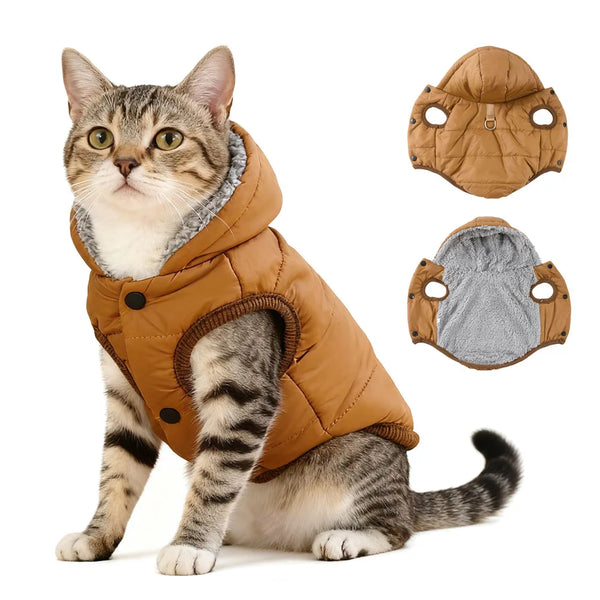 Warm Pet Hoodie Coat - Cozy Fleece Jacket for Small Cats and Dogs