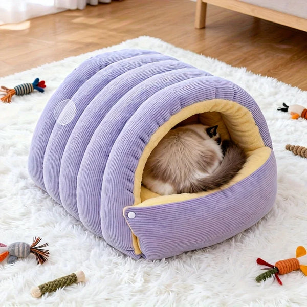 Winter Warm Pet House Bed - Thick Plush Cave Nest for Cats and Dogs