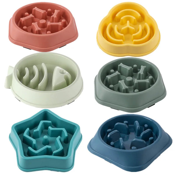 Round Slow Feeder Pet Bowl - Anti-Choking Non-Slip Bowl for Cats & Dogs