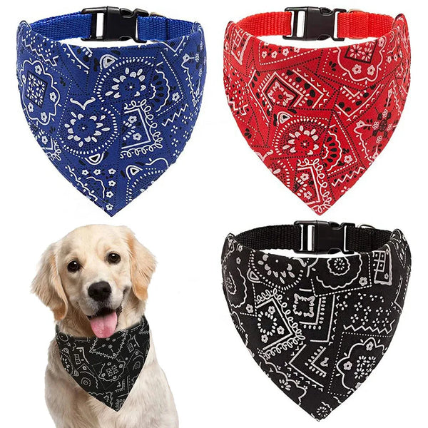 Adjustable Bandana Dog Collar - Scarf Style Neckerchief for Dogs & Cats