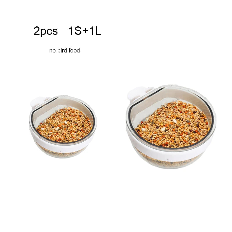 Detachable Bird Feeding Bowl - Transparent Hanging Cup for Seeds and Water