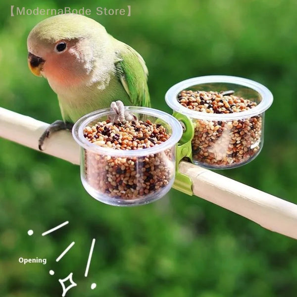 Clip-On Bird Food and Water Cup - Cage Feeder Bowl for Small Birds