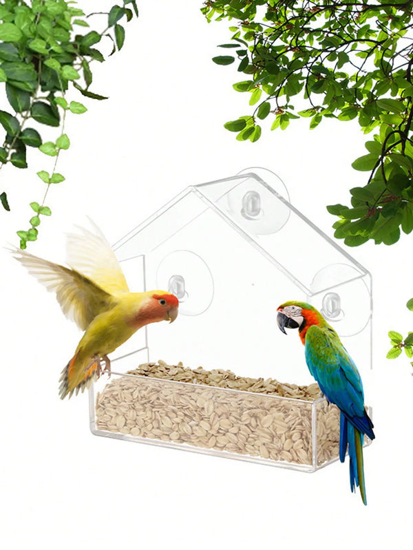 Clear Window Bird Feeder House - Acrylic Suction Cup Feeder for Backyard Birds