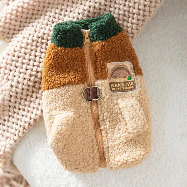 Brown Two-Legged Dog Cardigan Jacket - Warm Winter Coat